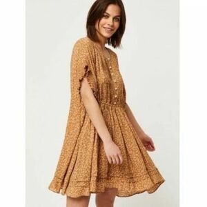 Free People Dress One Fine Day Beige Ditsy‎ Floral Mini